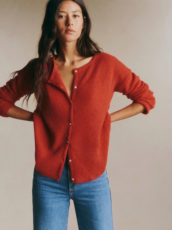 Sezane Sweaters - Sezane Gaspard Cardigan in Red - Size Medium